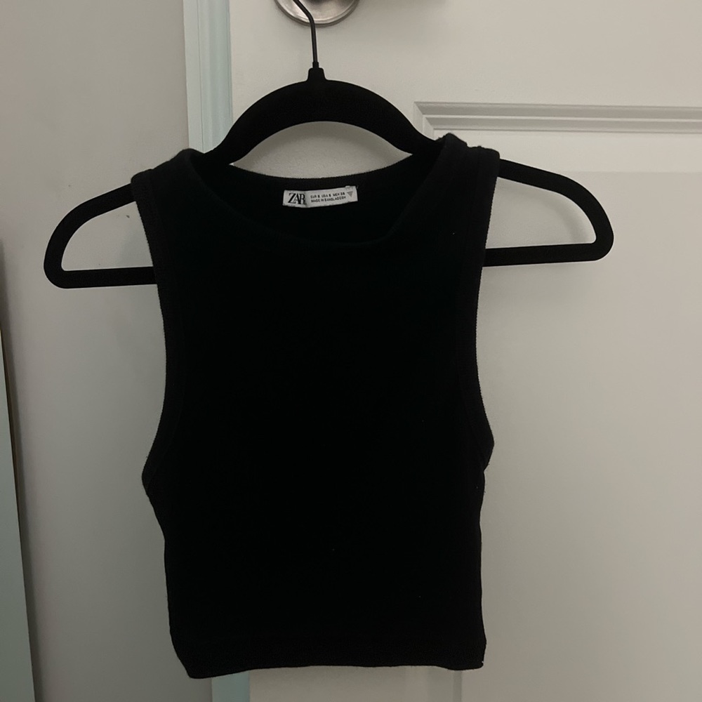 zara black cropped tank top